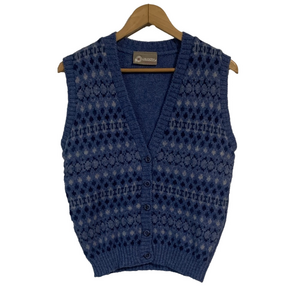 Pitlochry Blue Patterned Sleeveless Sweater Vest